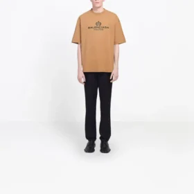Balenciaga Herren-T-Shirt mit Alphabet-Aufdruck, kurzärmelig, cremefarben-gelb 594579TGV609605
