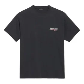 Balenciaga Herren-T-Shirt mit Alphabet-Aufdruck, kurzärmelig, schwarz 641675TIV521070