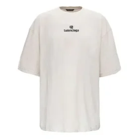 Balenciaga Herren-T-Shirt mit Alphabet-Logo, kurzärmelig, grau-weiß 641614TJVA99054