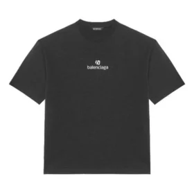 Balenciaga Herren-T-Shirt mit Alphabet-Print, kurzärmelig, schwarz 612966TJVD91034