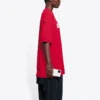 Balenciaga Herren-T-Shirt mit Alphabet-Print, Lochmuster, Rundhalsausschnitt und kurzen Ärmeln, rot 651795TKVB86295