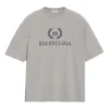 Balenciaga Herren-T-Shirt mit BB-Logo-Aufdruck, kurzärmelig, grau 544271TCV251300
