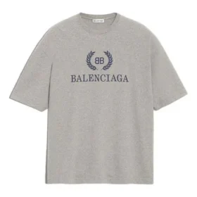 Balenciaga Herren-T-Shirt mit BB-Logo-Aufdruck, kurzärmelig, grau 544271TCV251300