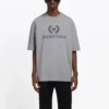 Balenciaga Herren-T-Shirt mit BB-Logo-Aufdruck, kurzärmelig, grau 544271TCV251300