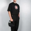 Balenciaga Herren-T-Shirt mit BLogo-Aufdruck, kurzärmelig, schwarz 612966TJVD61000