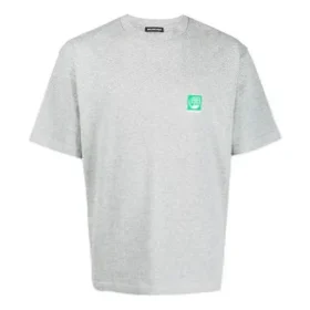Balenciaga Herren-T-Shirt mit Brustlogo-Aufdruck, kurzärmelig, grau 594579THV631300