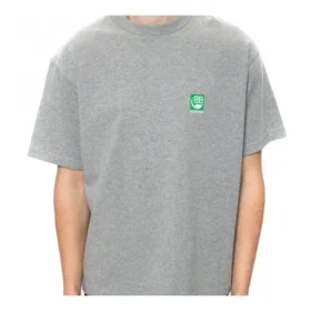 Balenciaga Herren-T-Shirt mit Brustlogo-Aufdruck, kurzärmelig, grau 594579THV631300