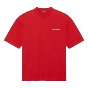 Balenciaga Herren-T-Shirt mit großem Logo im Retro-Stil, kurzärmelig, rot 612966TIVG56540