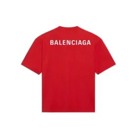 Balenciaga Herren-T-Shirt mit großem Logo im Retro-Stil, kurzärmelig, rot 612966TIVG56540