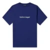 Balenciaga Herren-T-Shirt mit Logo-Alphabet, kurzärmelig, blau, 612966TIV541195