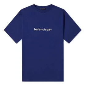 Balenciaga Herren-T-Shirt mit Logo-Alphabet, kurzärmelig, blau, 612966TIV541195