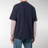 Balenciaga Herren-T-Shirt mit Logo, Rundhalsausschnitt, kurze Ärmel, marineblau 535622TAV044128
