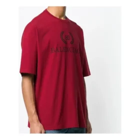 Balenciaga Herren-T-Shirt mit Logo, Rundhalsausschnitt, kurze Ärmel, rot 556148TDV516064