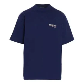 Balenciaga Herren-T-Shirt mit Political Campaign-Aufdruck, große Ausführung, kurzärmelig, marineblau 641675TIV521195
