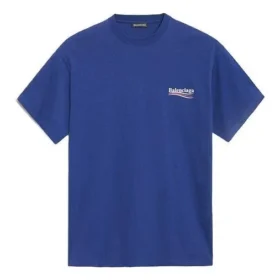 Balenciaga Herren-T-Shirt mit Political Campaign-Aufdruck, kurzärmelig, königsblau 508203TAV444540