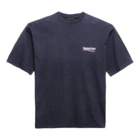 Balenciaga Herren-T-Shirt mit Political Campaign-Aufdruck, kurzärmelig, marineblau 570803TAV444128