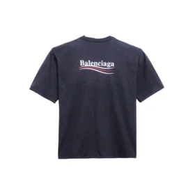 Balenciaga Herren-T-Shirt mit Political Campaign-Aufdruck, kurzärmelig, marineblau 570803TAV444128