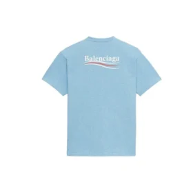 Balenciaga Herren-T-Shirt mit Political Campaign-Aufdruck, Rundhalsausschnitt, kurze Ärmel, blau 570803TBV425840