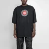 Balenciaga Herren-T-Shirt mit rundem BB-Alphabet-Logo, kurzärmelig, schwarz 641614TJV761000