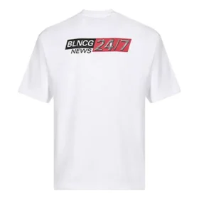 Balenciaga Herren-T-Shirt mit Rundhalsausschnitt und kurzen Ärmeln, Weiß 612966TIVD19000