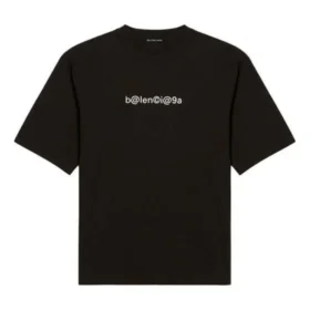 Balenciaga Herren-T-Shirt mit Symbolik, Rundhalsausschnitt und Alphabet-Print, kurzärmelig, schwarz 620969TIV501070