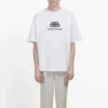 Balenciaga Herren-T-Shirt, weiß, mit BB-Logo, klassischer Logo-Aufdruck, Kurzarm 570803TEV489044