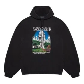 Balenciaga Landscape Loose Hoodie für Herren, Schwarz, 641679TJVH91000 Balenciaga Landscape Loose Hoodie für Herren, Schwarz, 641679TJVH91000
