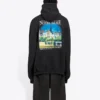 Balenciaga Landscape Loose Hoodie für Herren, Schwarz, 641679TJVH91000