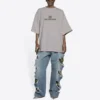 Balenciaga Mosaic Logo BB Alphabet Loose Hole Distress Kurzarm-T-Shirt für Herren, grau, 651795TKVF58174