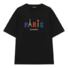 Balenciaga Paris Love Herren-T-Shirt mit Aufdruck, reguläre Passform, kurze Ärmel, schwarz 594579TGV431000