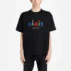 Balenciaga Paris Love Herren-T-Shirt mit Aufdruck, reguläre Passform, kurze Ärmel, schwarz 594579TGV431000
