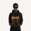 Balenciaga Sacra Cœur Hoodie für Damen in schwarzer Farbe mit mittlerer Passform Balenciaga Sacra Cœur Hoodie für Damen in schwarzer Farbe mit mittlerer Passform