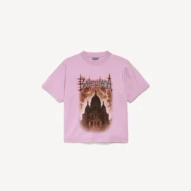 Balenciaga Sacra Cœur T-Shirt für Damen in mittlerer Passform in Altrosa
