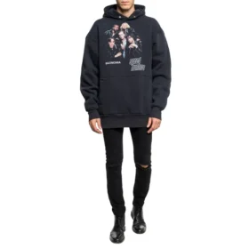 Balenciaga Speedhunters Boysband Print-Kapuzenpullover mit langen Ärmeln für Herren, marineblau, 541873TCV371055 Balenciaga Speedhunters Boysband Print-Kapuzenpullover mit langen Ärmeln für Herren, marineblau, 541873TCV371055