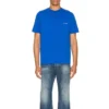 Balenciaga SS21 Alphabet Small Logo Kurzarm-T-Shirt für Herren, Blau, 556151TBV438077