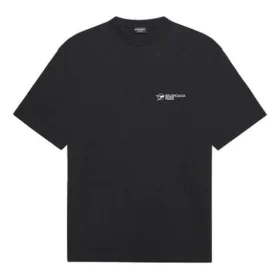 Balenciaga SS21 Herren-T-Shirt mit gesticktem Logo, kurzärmelig, schwarz 641675TKV861070