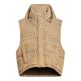Balenciaga x Gucci The Hacker Project Hacker Cocoon Puffer Gilet Weste „Beige“ 681884TLO539585