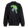 Balenciaga x Marvel Hulk-Print Boxy Rundhals-Baumwoll-Sweatshirt „Schwarz“ 671125TLV581000