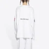 Balenciaga x NASA Crossover Space Printing Langarm-Shirt mit Rundhalsausschnitt für Herren, weiß, 662496TKVD79040