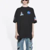 Balenciaga x NASA Crossover Space Retro Kurzarm-T-Shirt „Black“ 651795TKVD71070