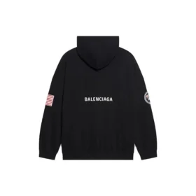 Balenciaga x NASA FW21 Crossover-Logo Baumwoll-Hoodie für Herren, klassisch, locker geschnitten, langärmelig, schwarz 651799TKVD81070 Balenciaga x NASA FW21 Crossover-Logo Baumwoll-Hoodie für Herren, klassisch, locker geschnitten, langärmelig, schwarz 651799TKVD81070