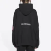 Balenciaga x NASA FW21 Crossover-Logo Baumwoll-Hoodie für Herren, klassisch, locker geschnitten, langärmelig, schwarz 651799TKVD81070