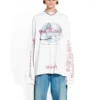 Balenciaga x Pink Martini Langarm-T-Shirt Oversized „Ecru“ 699191TMVN99800