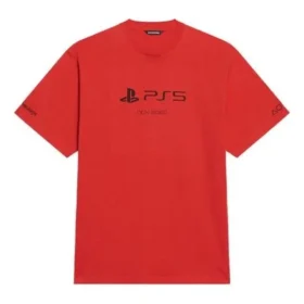Balenciaga x PlayStation Crossover FW21 PS5 Alphabet-Geometrie-Muster-Print Kurzarm Unisex Rot 651795TKVF36552 Balenciaga x PlayStation Crossover FW21 PS5 Alphabet-Geometrie-Muster-Print Kurzarm Unisex Rot 651795TKVF36552