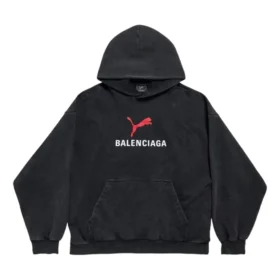 Balenciaga x Puma Hoodie, mittlere Passform „Black Faded“ 767877TTVA41041 Balenciaga x Puma Hoodie, mittlere Passform „Black Faded“ 767877TTVA41041