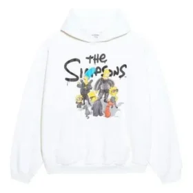 Balenciaga x THE SIMPSONS Baumwoll-Hoodie, weite Passform „Weiß“ 675003TLVG89016