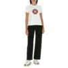 Baumwoll-T-Shirt mit Aufdruck, kurzärmelig, weiß 612964TJVD69000