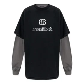 BB Be Different T-Shirt mit Aufnähern, Langarm-T-Shirt „Black Grey“ 720407TNVV31070