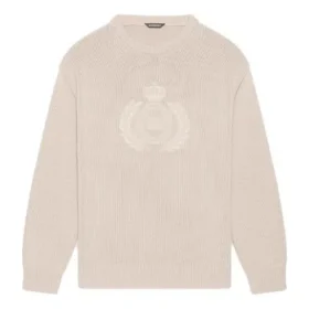 BB Laurel Crown Logo Rundhals-Strickpullover „Beige“ 664369T32119028 BB Laurel Crown Logo Rundhals-Strickpullover „Beige“ 664369T32119028