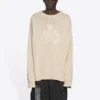 BB Laurel Crown Logo Rundhals-Strickpullover „Beige“ 664369T32119028